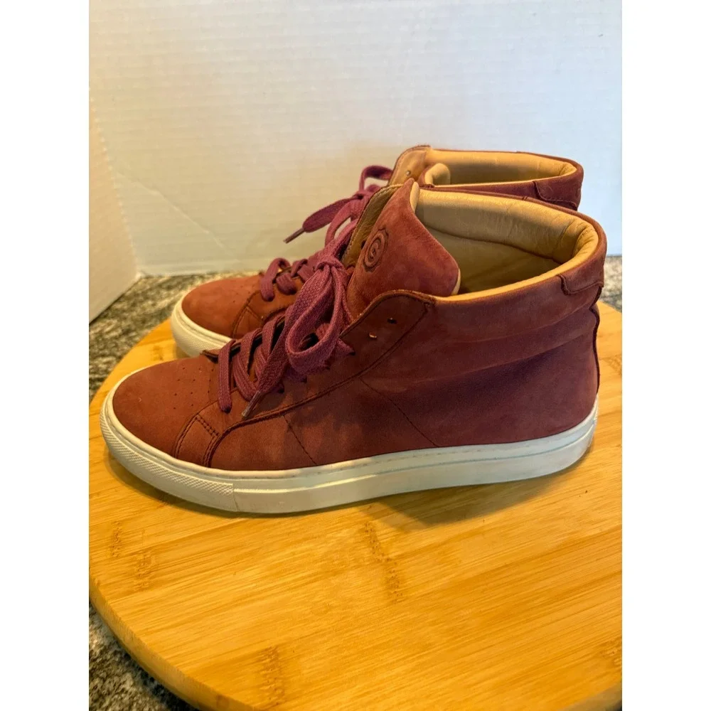 Greats Brooklyn Womens High Top Leather Sneakers, Burgundy, Casual‎